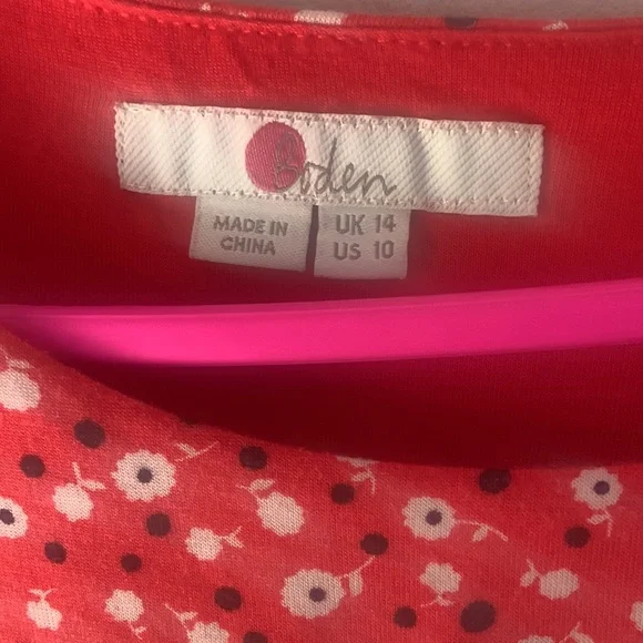 Boden Red Flare Cuff Jersey Top size 10 - Picture 7 of 8